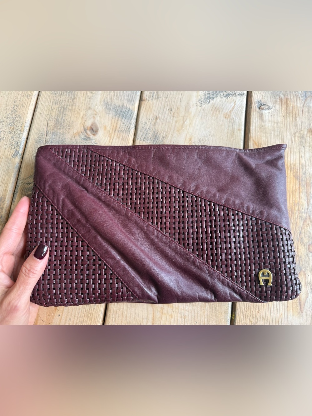 Vintage rare burgundy Etienne Aigner clutch from 80’s mint condition!